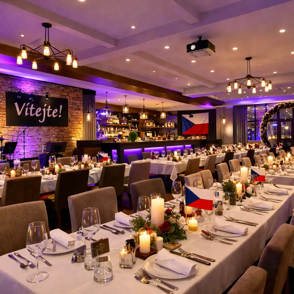 Elegantní tematický večer v restauraci Gather Point CZ se skupinou hostů